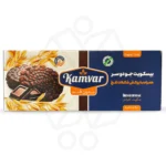 بیسکویت جو دوسر با روکش شکلات تلخ کامور ۹۰ گرم